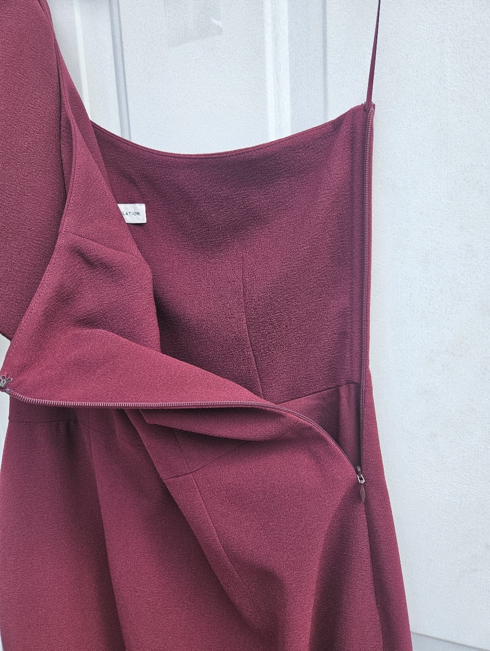Dress The Population Tiffany Burgundy One Shoulder Midi Dress Bridal Coctail L - Picture 5 of 16